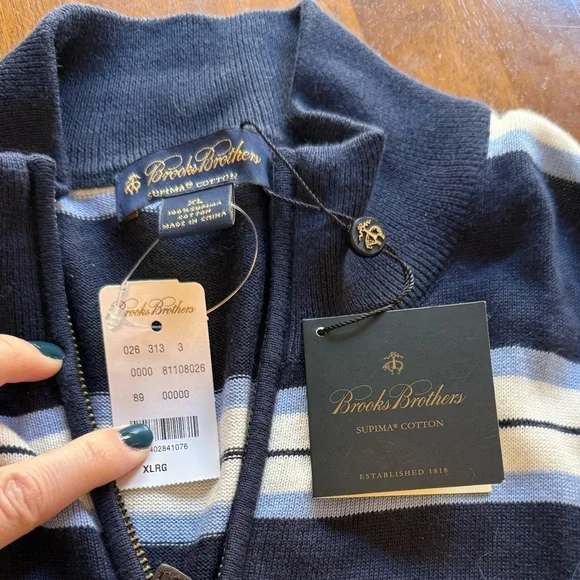 BROOKS BROTHERS NWT Supima Cotton Collection quarter zip pullover size XL - Picture 2 of 5
